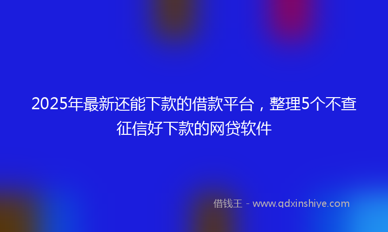 2025年最新还能下款的借款平台，整理5个不查征信好下款的网贷软件