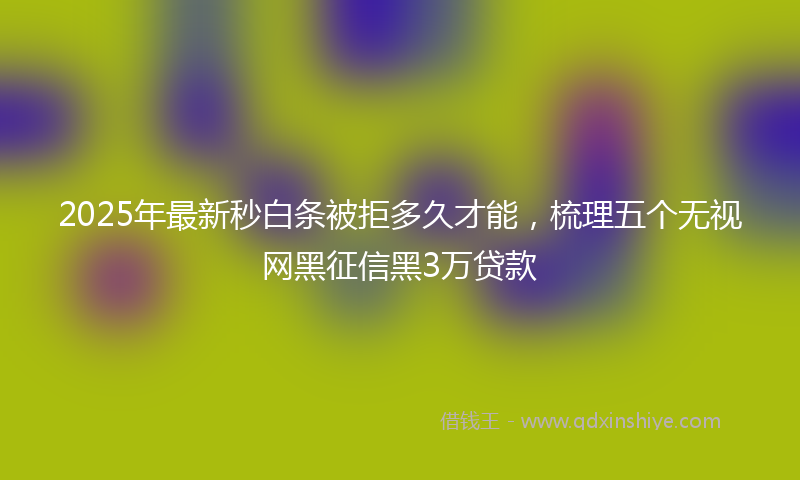 2025年最新秒白条被拒多久才能，梳理五个无视网黑征信黑3万贷款
