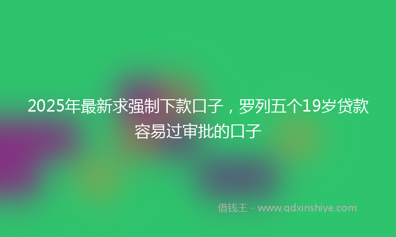 2025年最新求强制下款口子，罗列五个19岁贷款容易过审批的口子