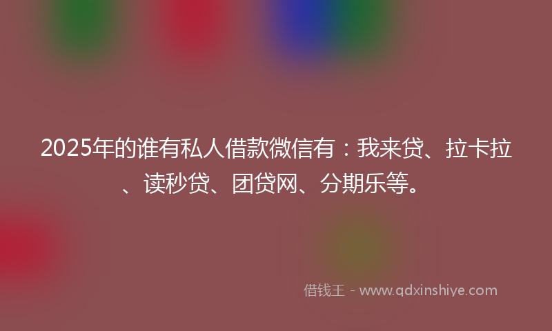 2025年的谁有私人借款微信有：我来贷、拉卡拉、读秒贷、团贷网、分期乐等。