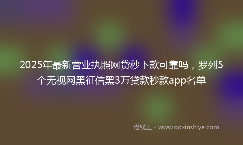 2025年最新营业执照网贷秒下款可靠吗，罗列5个无视网黑征信黑3万贷款秒款app名单