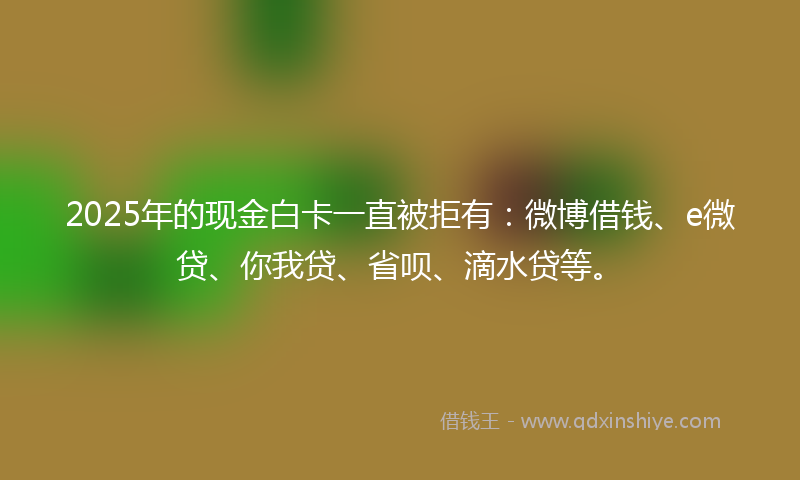 2025年的现金白卡一直被拒有：微博借钱、e微贷、你我贷、省呗、滴水贷等。