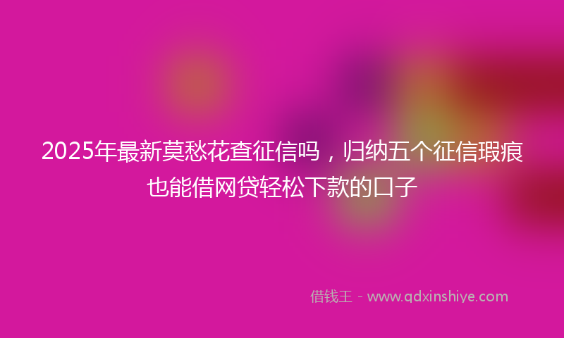 2025年最新莫愁花查征信吗，归纳五个征信瑕疵也能借网贷轻松下款的口子