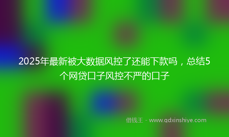 2025年最新被大数据风控了还能下款吗，总结5个网贷口子风控不严的口子
