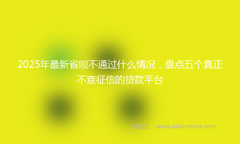 2025年最新省呗不通过什么情况，盘点五个真正不查征信的贷款平台