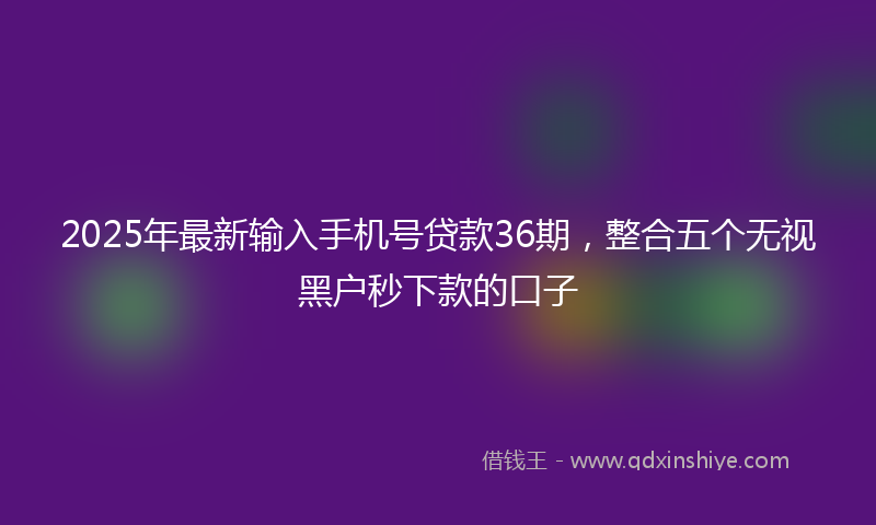 2025年最新输入手机号贷款36期，整合五个无视黑户秒下款的口子