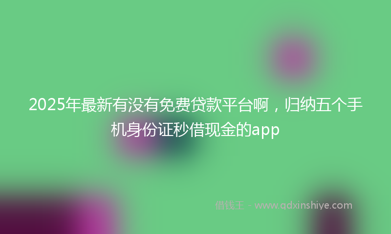 2025年最新有没有免费贷款平台啊，归纳五个手机身份证秒借现金的app