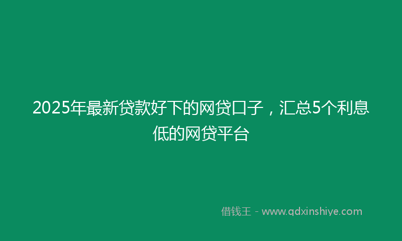 2025年最新贷款好下的网贷口子，汇总5个利息低的网贷平台