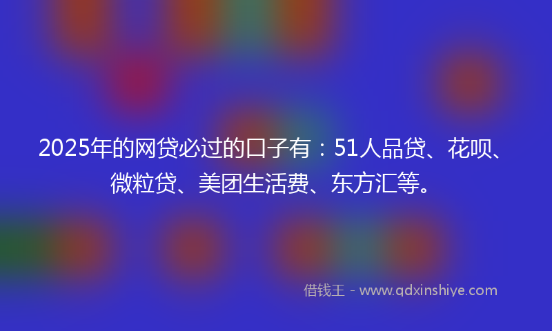 2025年的网贷必过的口子有：51人品贷、花呗、微粒贷、美团生活费、东方汇等。