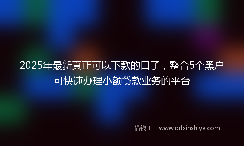 2025年最新真正可以下款的口子，整合5个黑户可快速办理小额贷款业务的平台