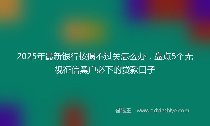 2025年最新银行按揭不过关怎么办，盘点5个无视征信黑户必下的贷款口子