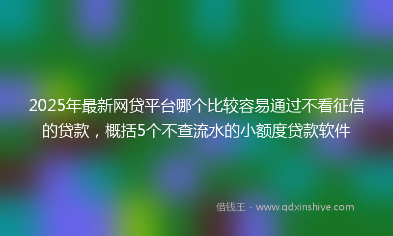2025年最新网贷平台哪个比较容易通过不看征信的贷款，概括5个不查流水的小额度贷款软件