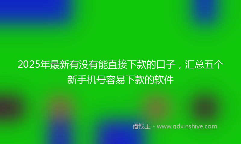 2025年最新有没有能直接下款的口子，汇总五个新手机号容易下款的软件