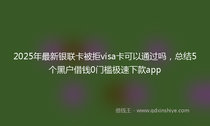 2025年最新银联卡被拒visa卡可以通过吗，总结5个黑户借钱0门槛极速下款app