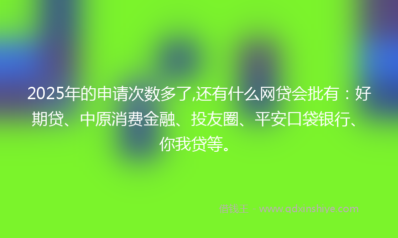 2025年的申请次数多了,还有什么网贷会批有:好期贷、中原消费金融、投友圈、平安口袋银行、你我贷等。