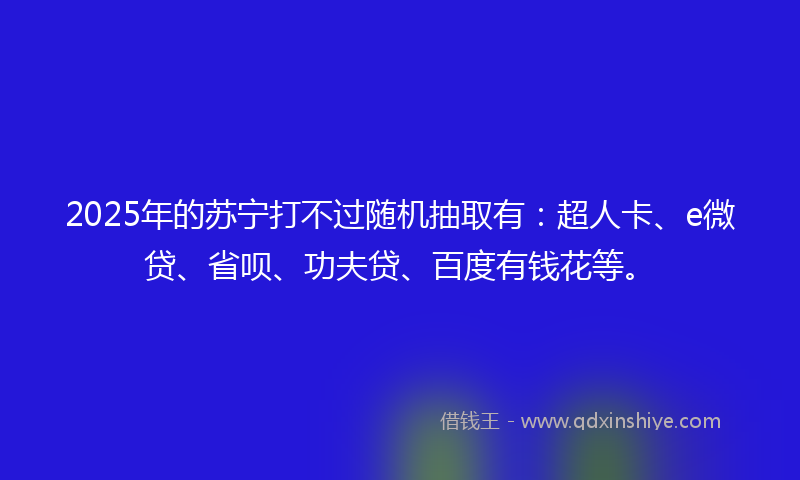 2025年的苏宁打不过随机抽取有：超人卡、e微贷、省呗、功夫贷、百度有钱花等。