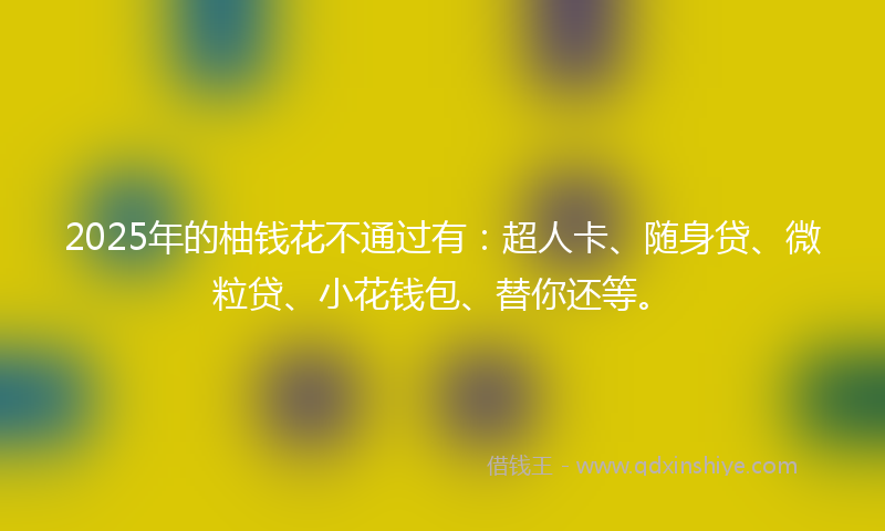 2025年的柚钱花不通过有：超人卡、随身贷、微粒贷、小花钱包、替你还等。