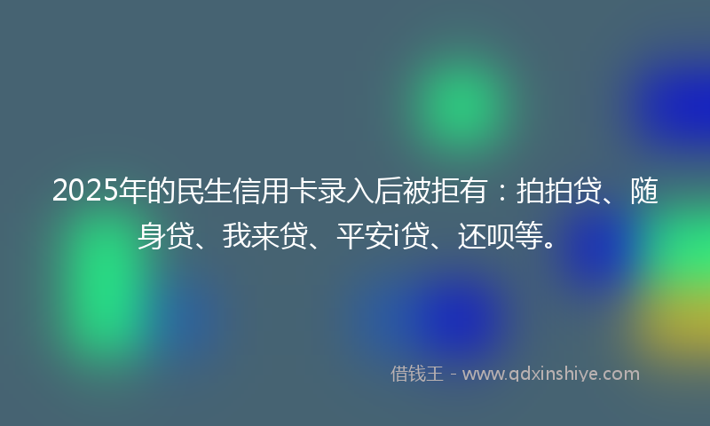 2025年的民生信用卡录入后被拒有：拍拍贷、随身贷、我来贷、平安i贷、还呗等。