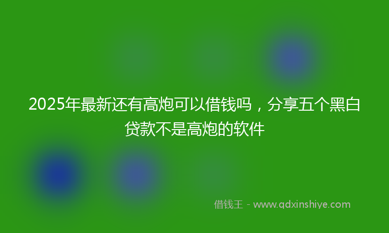 2025年最新还有高炮可以借钱吗，分享五个黑白贷款不是高炮的软件