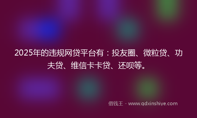 2025年的违规网贷平台有：投友圈、微粒贷、功夫贷、维信卡卡贷、还呗等。