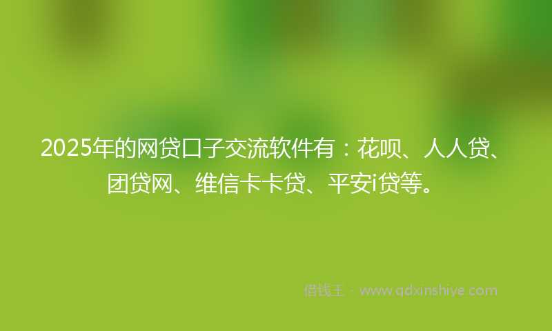 2025年的网贷口子交流软件有：花呗、人人贷、团贷网、维信卡卡贷、平安i贷等。