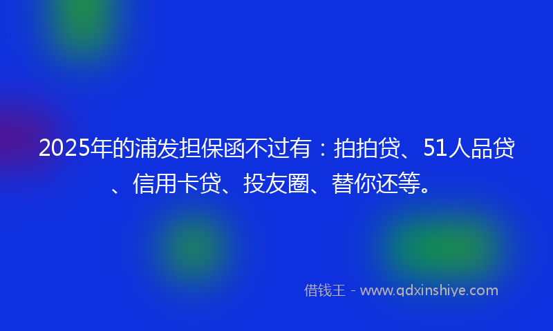 2025年的浦发担保函不过有：拍拍贷、51人品贷、信用卡贷、投友圈、替你还等。