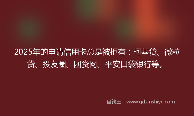 2025年的申请信用卡总是被拒有：柯基贷、微粒贷、投友圈、团贷网、平安口袋银行等。