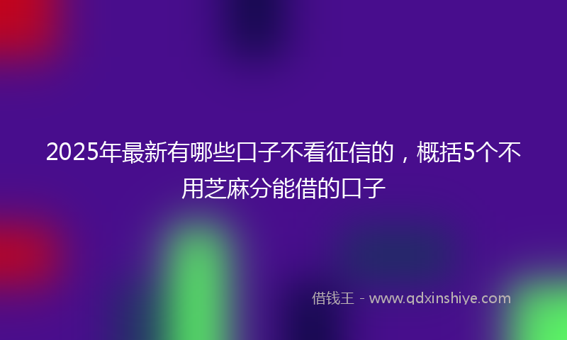 2025年最新有哪些口子不看征信的，概括5个不用芝麻分能借的口子