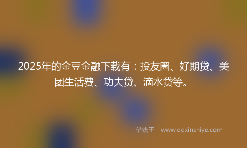 2025年的金豆金融下载有：投友圈、好期贷、美团生活费、功夫贷、滴水贷等。