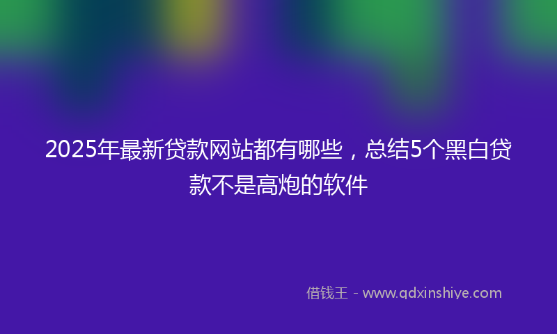 2025年最新贷款网站都有哪些，总结5个黑白贷款不是高炮的软件