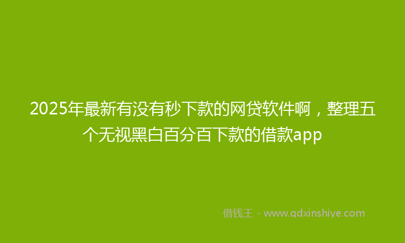 2025年最新有没有秒下款的网贷软件啊，整理五个无视黑白百分百下款的借款app