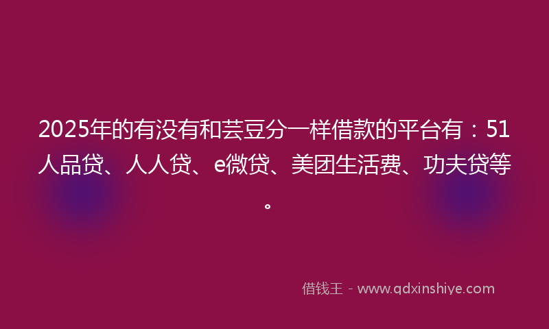 2025年的有没有和芸豆分一样借款的平台有：51人品贷、人人贷、e微贷、美团生活费、功夫贷等。