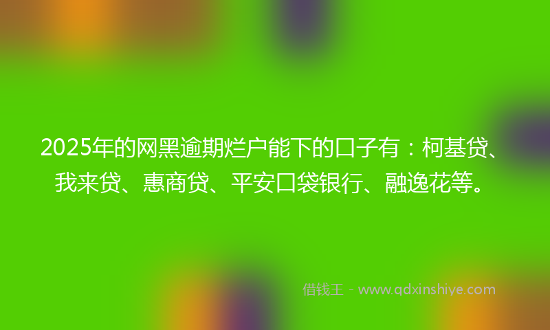 2025年的网黑逾期烂户能下的口子有：柯基贷、我来贷、惠商贷、平安口袋银行、融逸花等。
