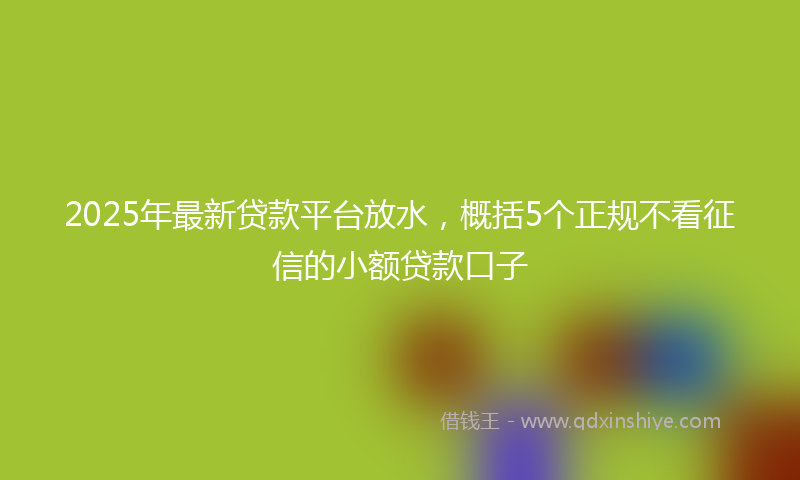 2025年最新贷款平台放水，概括5个正规不看征信的小额贷款口子