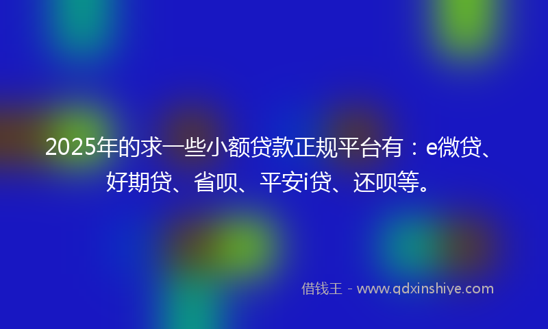 2025年的求一些小额贷款正规平台有：e微贷、好期贷、省呗、平安i贷、还呗等。