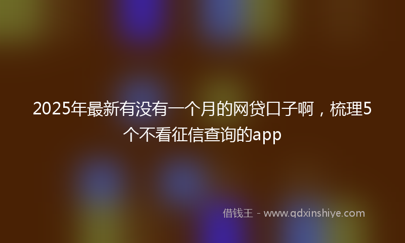 2025年最新有没有一个月的网贷口子啊，梳理5个不看征信查询的app