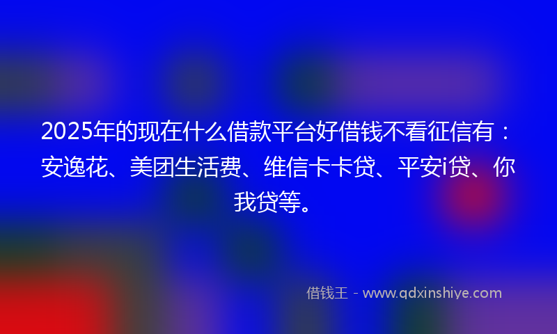 2025年的现在什么借款平台好借钱不看征信有：安逸花、美团生活费、维信卡卡贷、平安i贷、你我贷等。