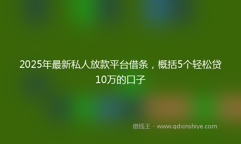 2025年最新私人放款平台借条，概括5个轻松贷10万的口子