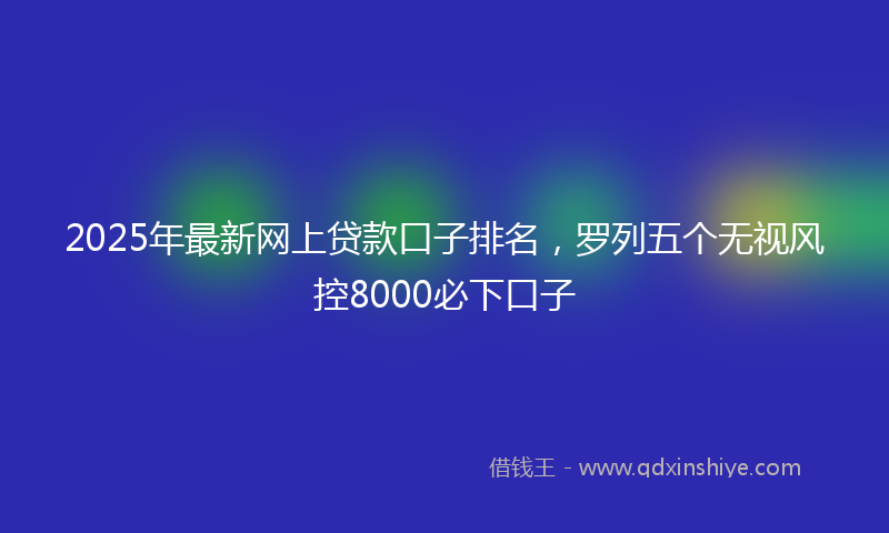 2025年最新网上贷款口子排名，罗列五个无视风控8000必下口子