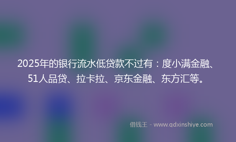 2025年的银行流水低贷款不过有：度小满金融、51人品贷、拉卡拉、京东金融、东方汇等。