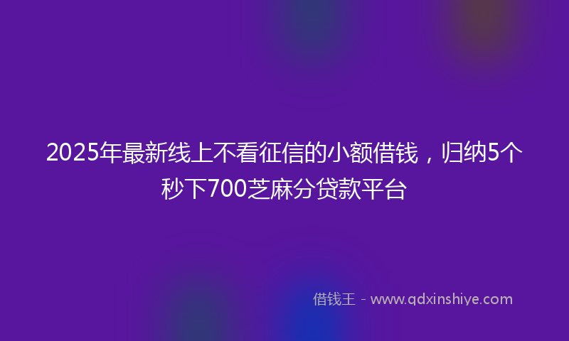 2025年最新线上不看征信的小额借钱，归纳5个秒下700芝麻分贷款平台