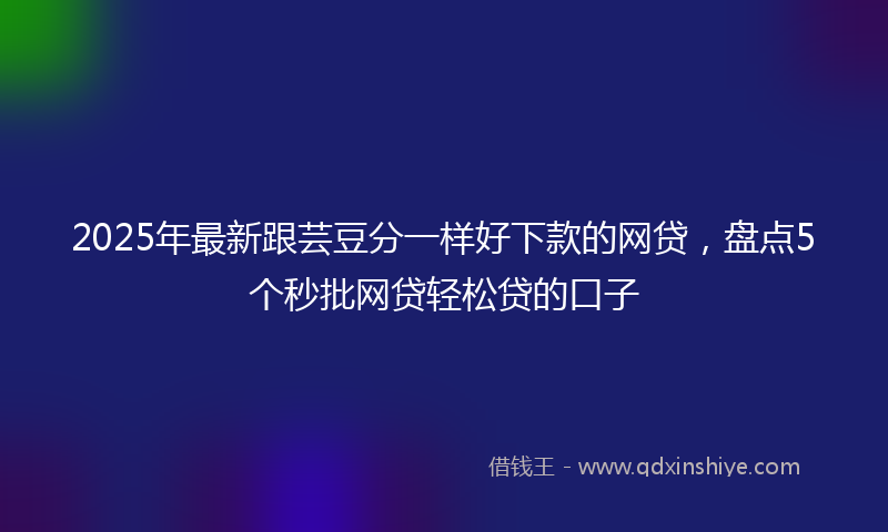2025年最新跟芸豆分一样好下款的网贷，盘点5个秒批网贷轻松贷的口子