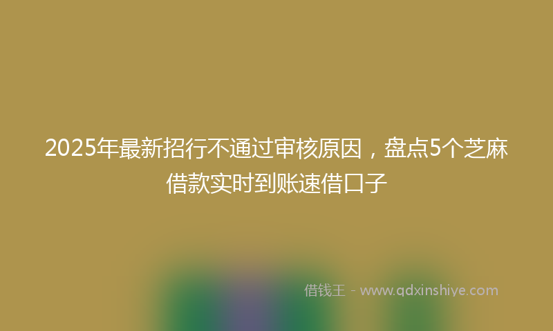 2025年最新招行不通过审核原因，盘点5个芝麻借款实时到账速借口子