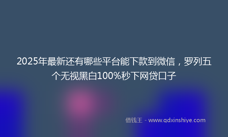 2025年最新还有哪些平台能下款到微信，罗列五个无视黑白100%秒下网贷口子