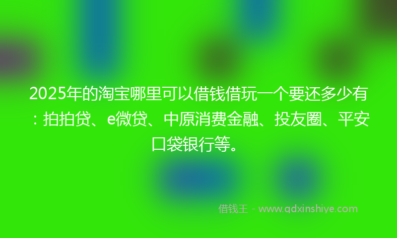 2025年的淘宝哪里可以借钱借玩一个要还多少有：拍拍贷、e微贷、中原消费金融、投友圈、平安口袋银行等。