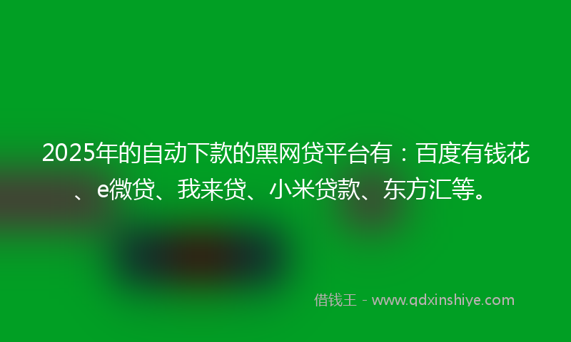 2025年的自动下款的黑网贷平台有：百度有钱花、e微贷、我来贷、小米贷款、东方汇等。