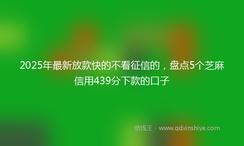 2025年最新放款快的不看征信的，盘点5个芝麻信用439分下款的口子