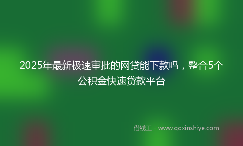 2025年最新极速审批的网贷能下款吗，整合5个公积金快速贷款平台
