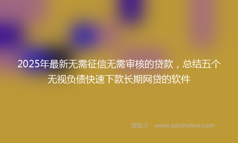 2025年最新无需征信无需审核的贷款，总结五个无视负债快速下款长期网贷的软件