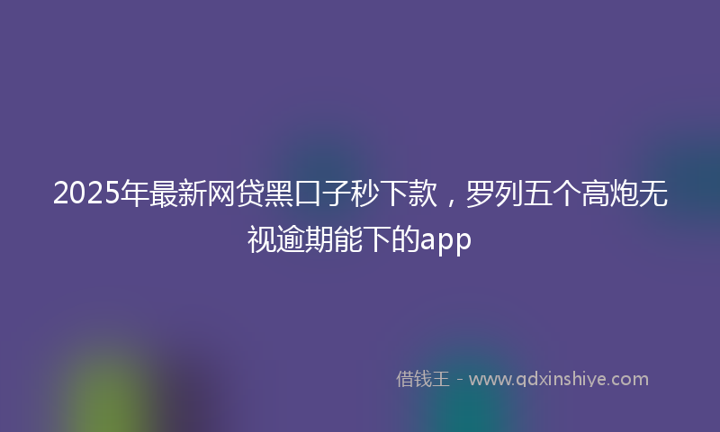 2025年最新网贷黑口子秒下款，罗列五个高炮无视逾期能下的app